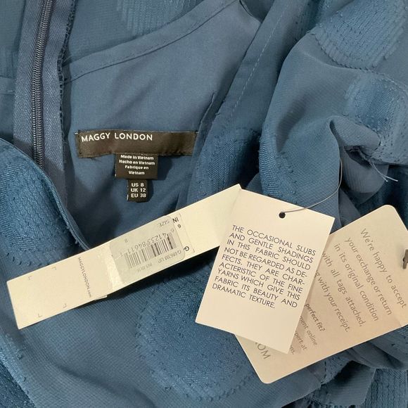 Maggy London nwt blue flutter sleeve midi dress - Picture 10 of 11